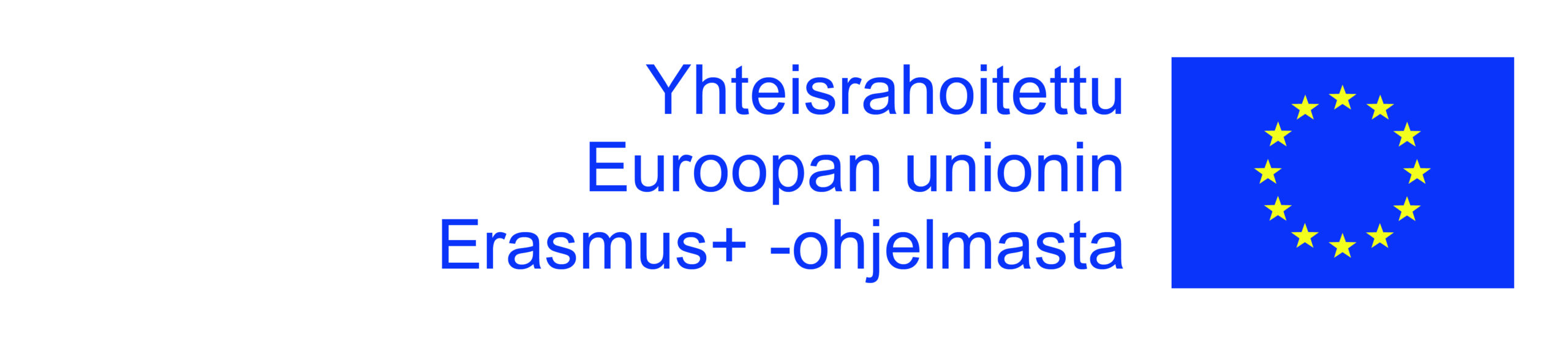Yhteisrahoitettu Euroopan unionin Erasmus+ -ohjelmasta, kuvassa myös EU:n lippu.